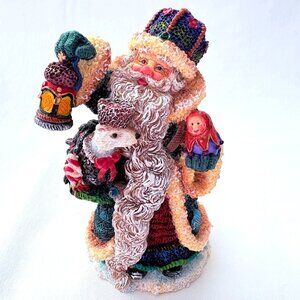 Vintage 1998 Crinkle Claus Teddy Russian Crinkle #659073 Christmas Figurine